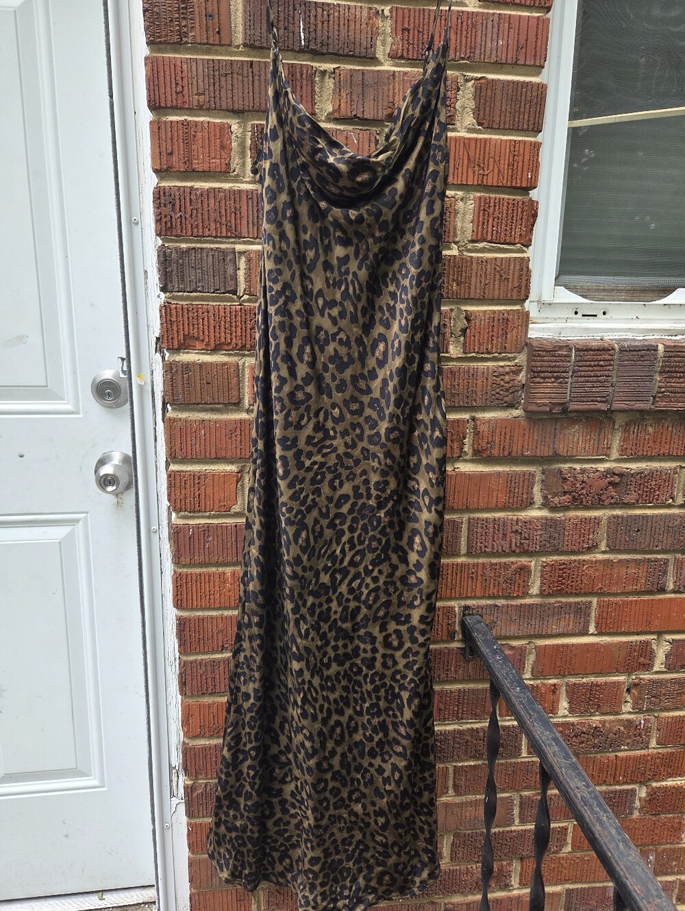Leopard Print Cowl Neck Slip Dress - Brown ZARA SIZE XS